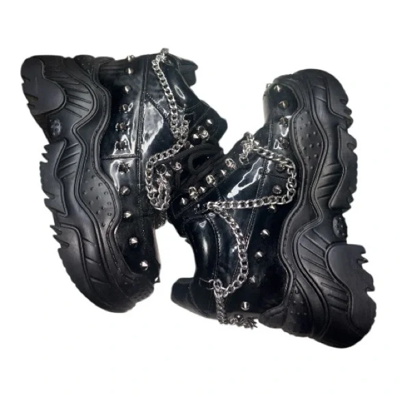 Black Studded Platform Shoes - Picture 2 of 5